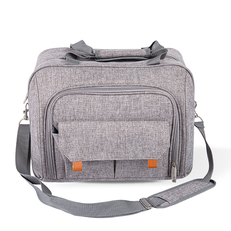 Ladies 'Lunch Bag, 18L herre- og kvinners isolerte lunsjboks, utvidbar dobbeltlags lunsjkjølespose, lekkasjesikker lett lunsjveske, med sidevevspose (grå)
